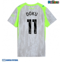 Camisa de Futebol Manchester City Jeremy Doku #11 Equipamento Alternativo Mulheres 2025-26 Manga Curta